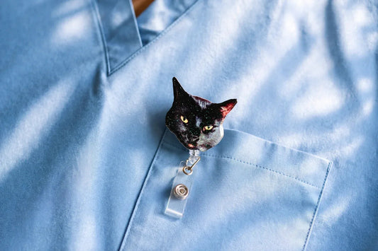 Personalized Pet Badge Reel | Custom Dog & Cat Photo ID Holder with Alligator Clip